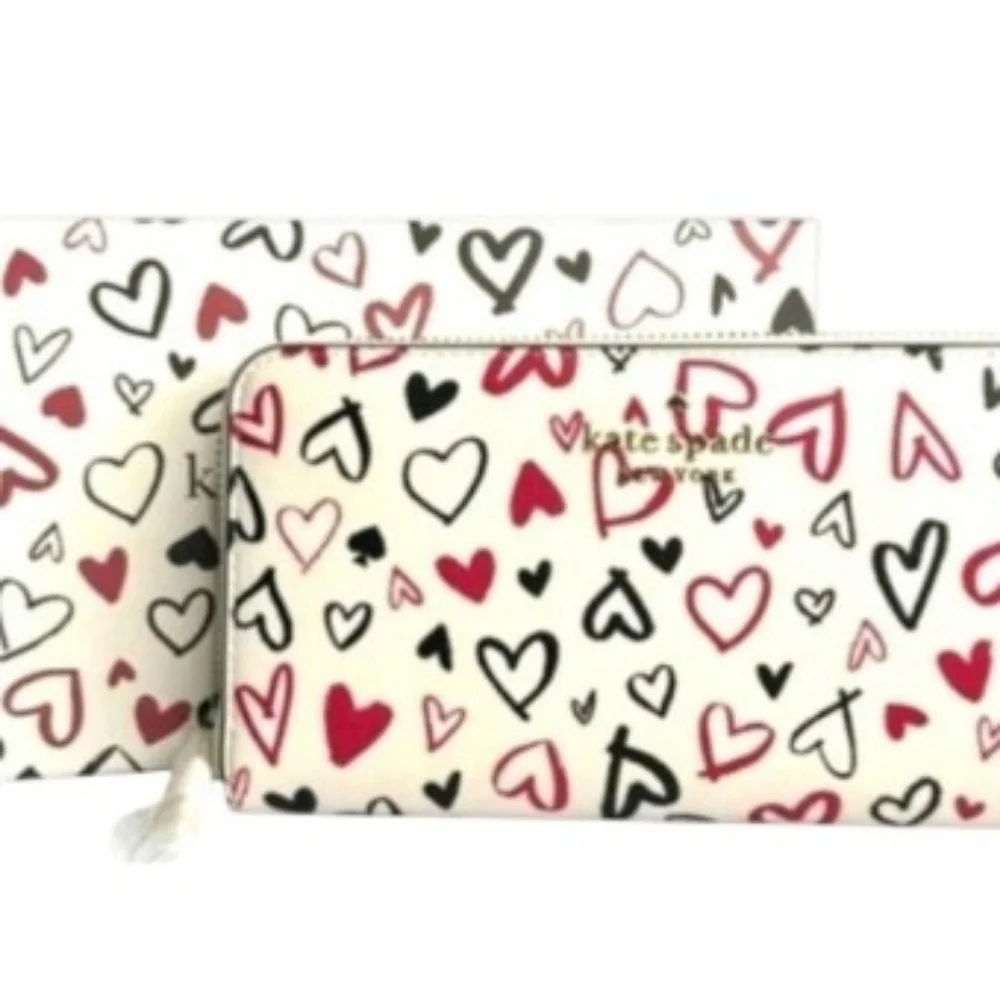 Kate Spade ♠️ Margareta Lipstick Hearts Tote & Scribble Staci Continental Wallet